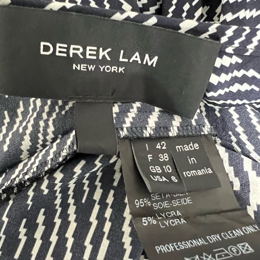 Derek Lam Silk Shift Dress Navy blue US 6 short sleeve -10 - Picture 5 of 6